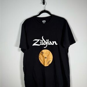 🥁 Uniqlo UT Zildjian Cymbals T-Shirt Men's XL Black Gold Drummer Graphic Tee